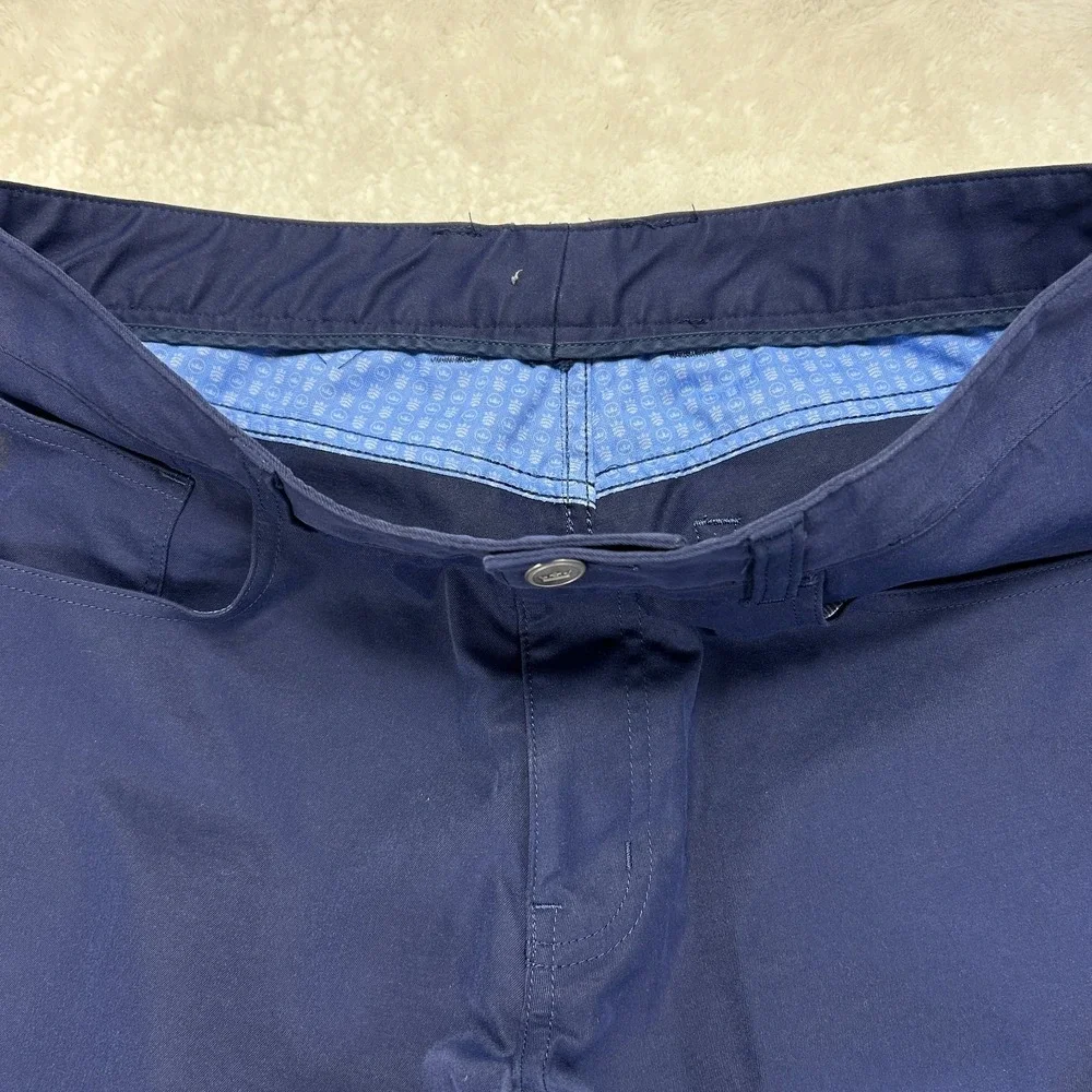 Peter Millar Golf Pants Mens Navy Blue Flat Front Straight Comfort Pockets READ